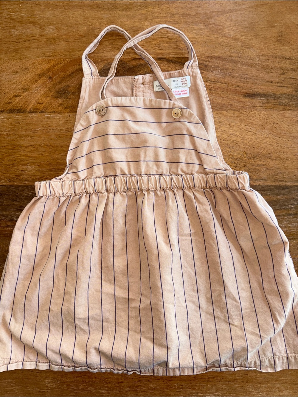 Zara- kids light brown and blue Striped Dress